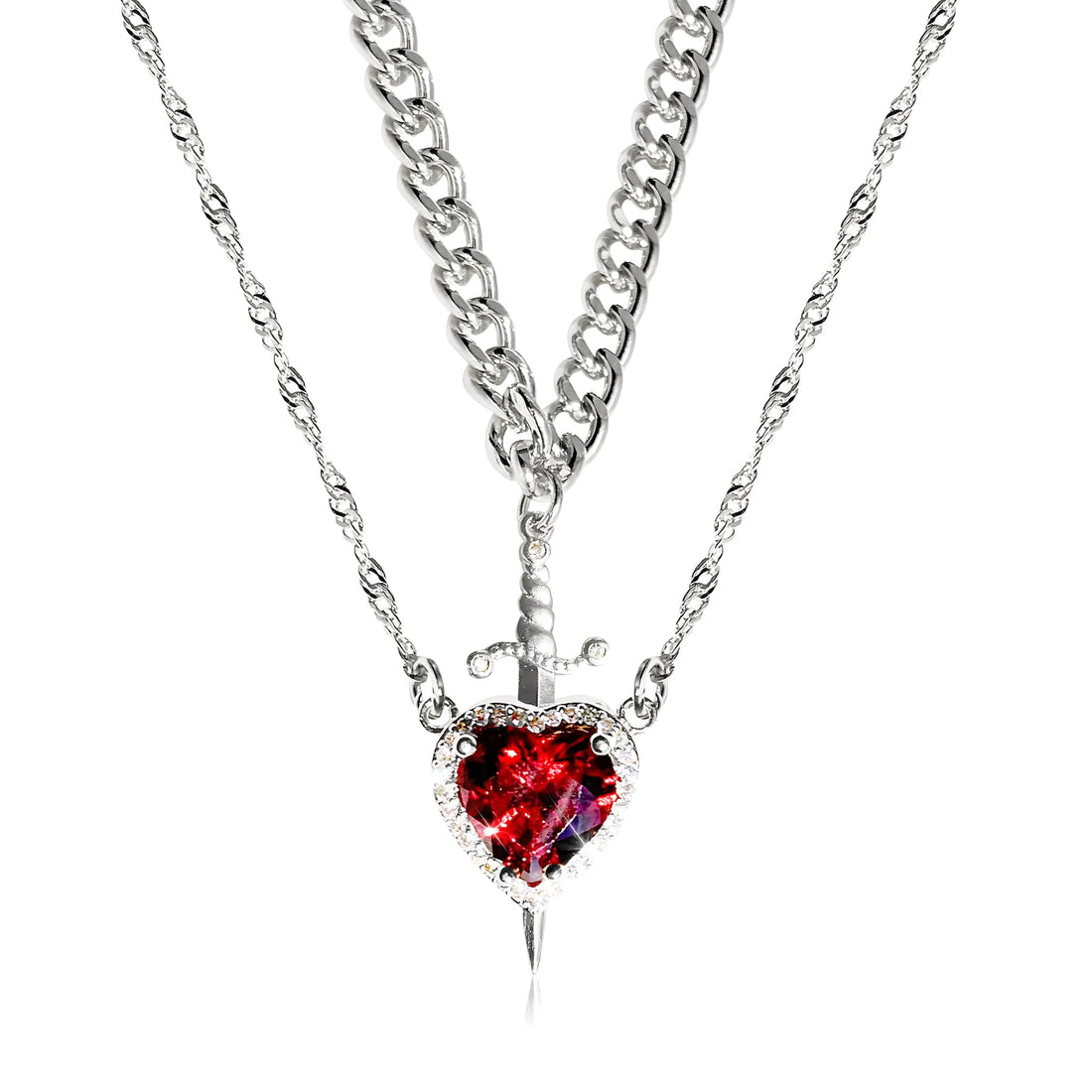 Heart Sword Pendant Collier Necklace