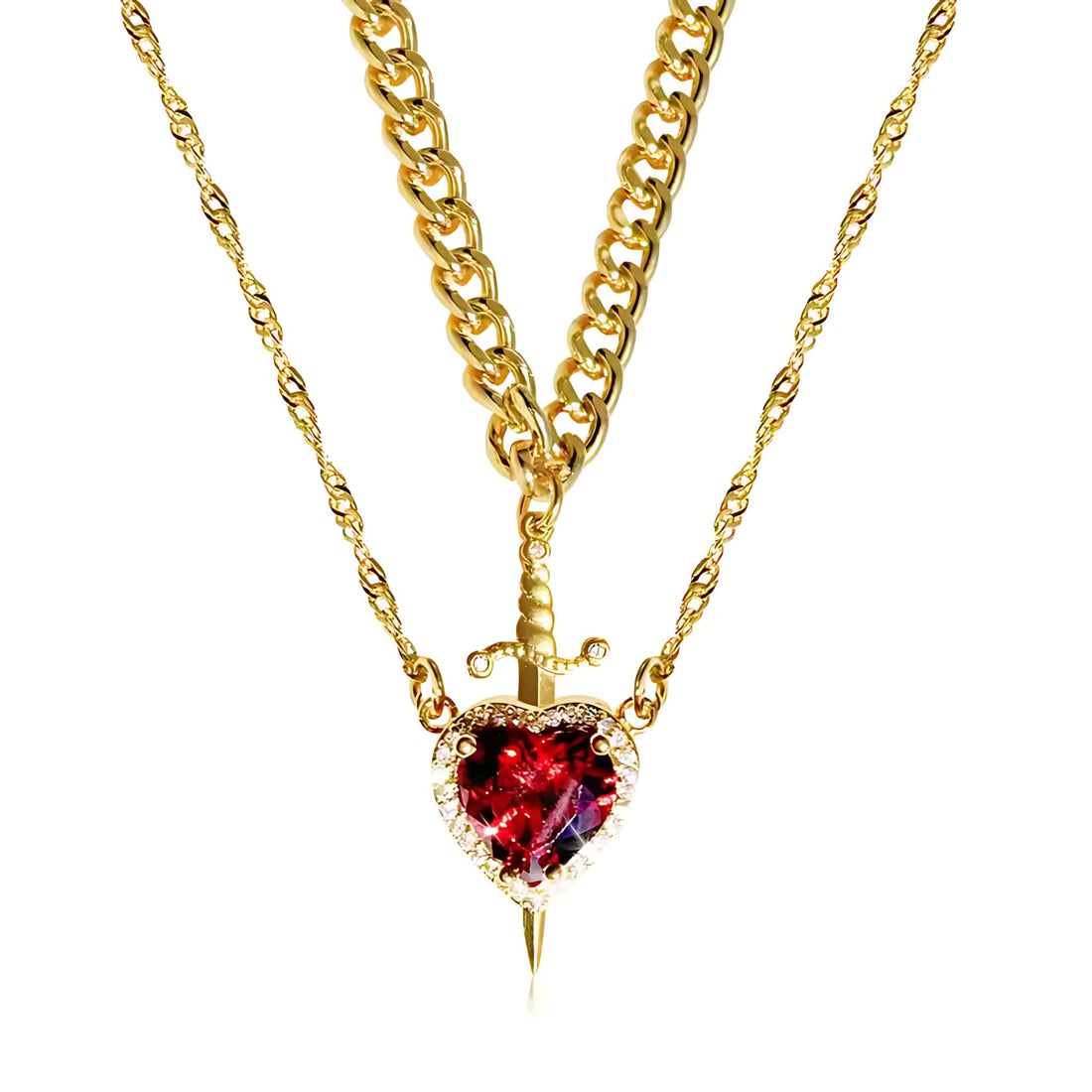 Heart Sword Pendant Collier Necklace